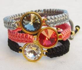 Macrame Swarovski bracelet friendship bracelet rivoli crystal bracelet
