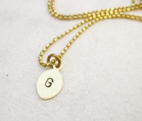 Brass initial necklace oval tag personalized monogram necklace hand stamped custom necklace MADE TO ORDER