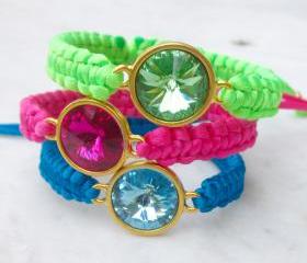 Macrame bracelet with Swarovski Rivoli crystal friendship bracelet - MADE TO ORDER